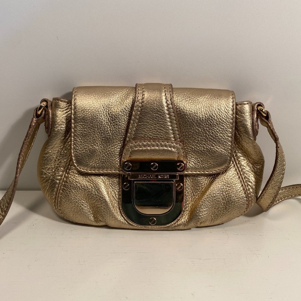 Michael Kors Gold Leather Crossbody Bag
